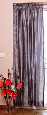 ZappyCart Silk Steel Grey Solid Eyelet Curtain