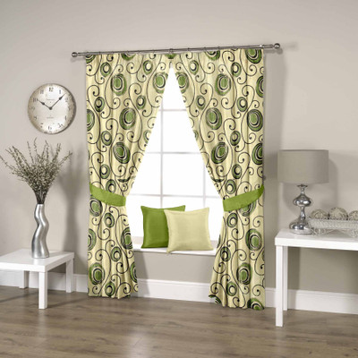 3% OFF on Threadmix Polyester Green Abstract Eyelet Curtain