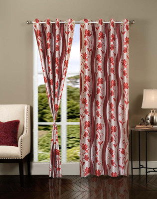 59% OFF on IWS Polyester Multicolor Printed Ring Rod Curtain