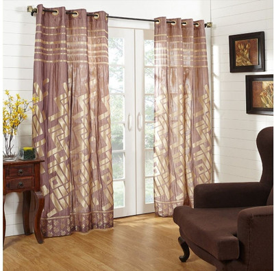 20% OFF on At Home Polycotton Multicolor Geometric Eyelet Curtain