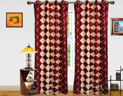 50% OFF on Dekor World Polyester Maroon Abstract Eyelet Curtain
