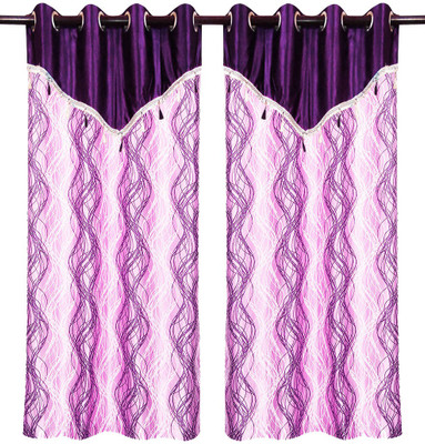 65% OFF on Zikrak Exim Polyester Purple Chevron Eyelet Curtain