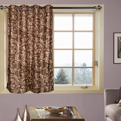46% OFF on Kings Polyester Brown Floral Tab Top Curtain
