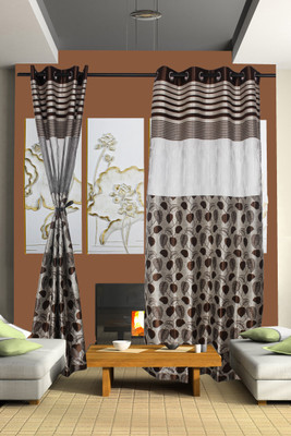 50% OFF on Vrinda Tissue Multicolor Self Design Eyelet Curtain
