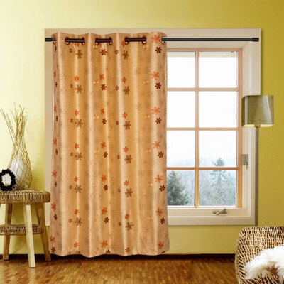 41% OFF on Kings Polycotton Beige Printed Eyelet Curtain
