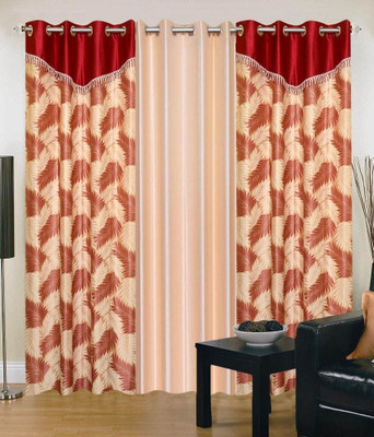 66% OFF on HomeZaara Polyester Multicolor Floral Tab Top Curtain