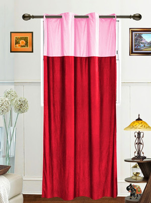 57% OFF on Dekor World Polyester Pink, Maroon Solid Eyelet Curtain