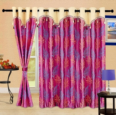 47% OFF on Cortina Polyester Purple Striped Eyelet Curtain