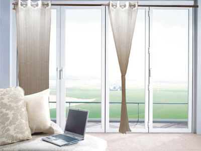 40% OFF on Furnishing Centre Polyester White Striped Eyelet Curtain