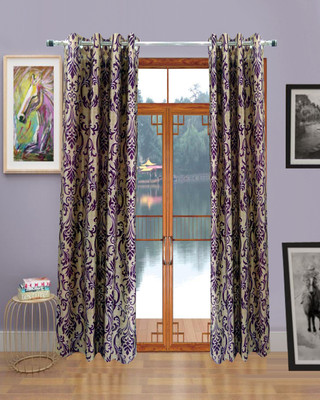 63% OFF on Homefab India Polyester Lavender Printed Eyelet Curtain