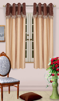 50% OFF on Cortina Polyester Gold Solid Eyelet Curtain