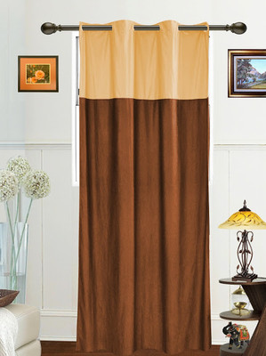 57% OFF on Dekor World Polyester Beige, Brown Solid Eyelet Curtain