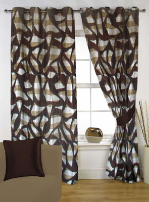 63% OFF on Kings Polycotton Brown Damask Eyelet Curtain