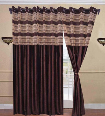 22% OFF on Optimistic Home Furnishing Polyester Brown Printed Eyelet Curtain