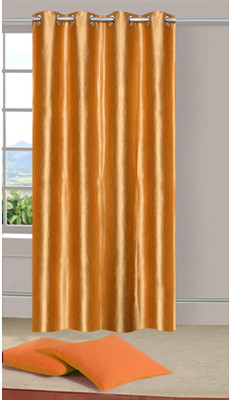 63% OFF on Handloomdaddy Polyester Glod Floral Eyelet Curtain