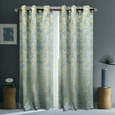 78% OFF on Aza Polycotton Blue Floral Eyelet Curtain 78% OFF on Aza Polycotton Blue Floral Eyelet Curtain
