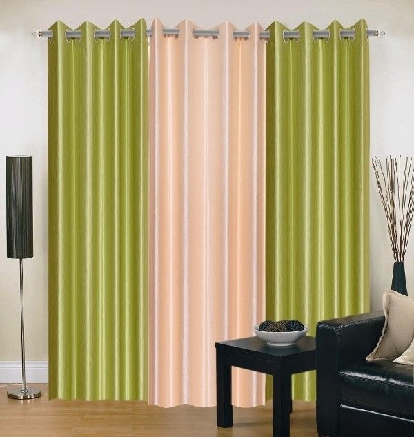 54% OFF on IWS Polyester Green, Beige Abstract Eyelet Curtain