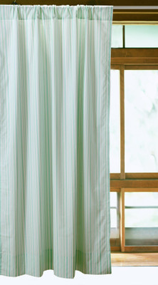 25% OFF on Pink Guppy Cotton Green Striped Eyelet Curtain