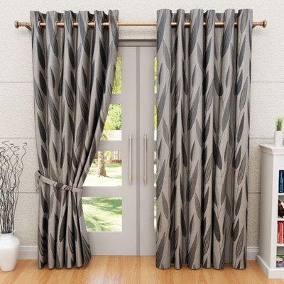 G M HomeFashion Polyester Multicolor Floral Eyelet Curtain