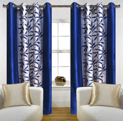 52% OFF on Hargunz Polyester Blue Floral Eyelet Curtain