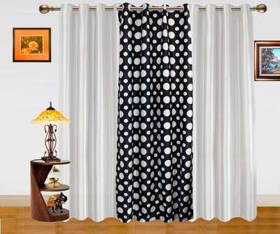 50% OFF on Dekor World Polyester Black, White Striped Eyelet Curtain