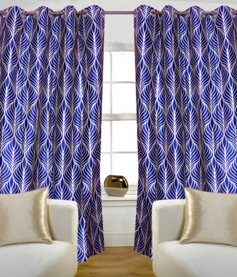 66% OFF on HomeZaara Polyester Blue Damask Eyelet Curtain 66% OFF on HomeZaara Polyester Blue Damask Eyelet Curtain