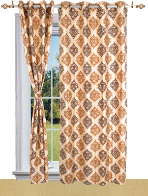 50% OFF on Shandar Polyester Brown Floral Eyelet Curtain