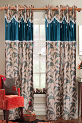 42% OFF on Vrinda Polyester Blue Solid Eyelet Curtain