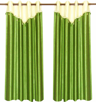 77% OFF on Zikrak Exim Polyester Green Damask Eyelet Curtain