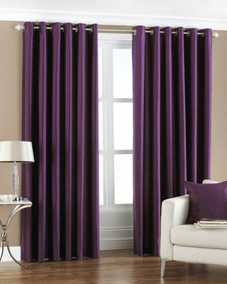 63% OFF on Homefab India Polyester Purple Solid Eyelet Curtain