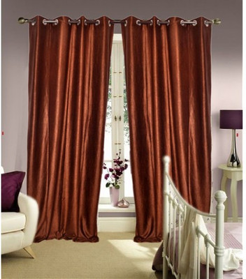 61% OFF on Handloomhub Polyester Brown Solid Eyelet Curtain