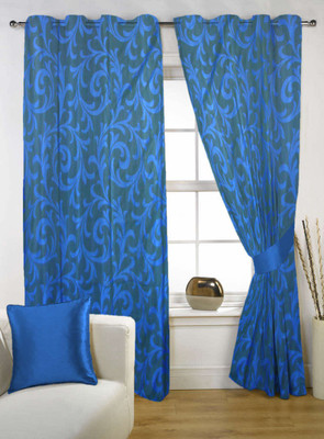 50% OFF on Kings Polycotton Blue Solid Eyelet Curtain