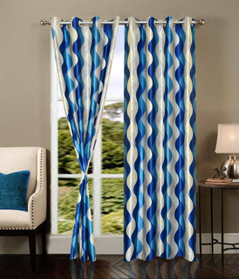 60% OFF on Home Beauty Polyester Blue Printed Eyelet Curtain