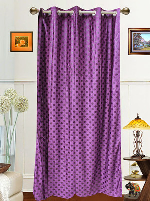 58% OFF on Dekor World Polyester Purple Self Design Tab Top Curtain