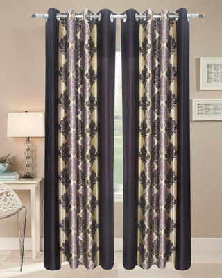 66% OFF on Homefab India Polyester Purple Floral Eyelet Curtain
