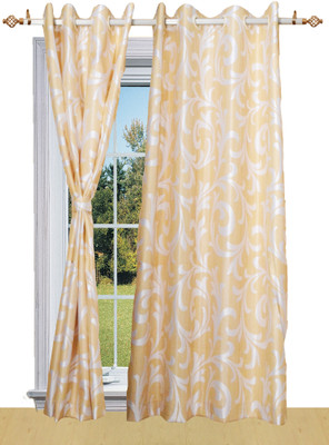 50% OFF on Shandar Polyester Beige Checkered Eyelet Curtain