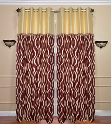 53% OFF on JBG Home Store Polyester Maroon Solid Eyelet Curtain