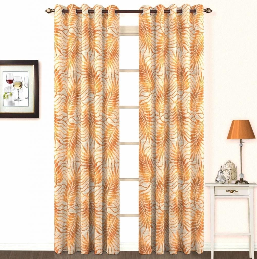 Skipper Polyester, Viscose Orange Abstract Eyelet Curtain