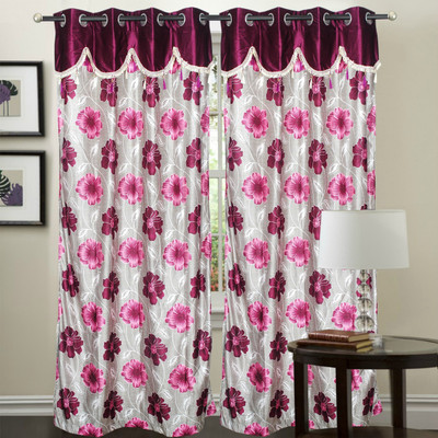 45% OFF on Hargunz Polyester Lavender Floral Eyelet Curtain