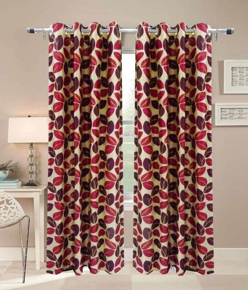 73% OFF on Decor Vatika Polyester Red Abstract Eyelet Curtain
