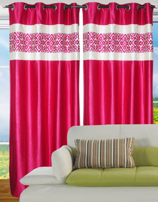 50% OFF on Fantasy Home Decor Polyester Pink Abstract Eyelet Curtain
