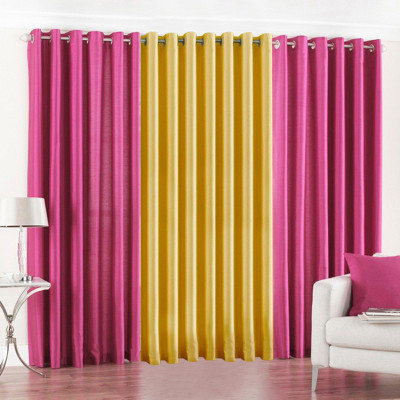 33% OFF on Pindia Polyester Multicolor Striped Eyelet Curtain