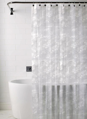 Skipper PVC White Abstract Tab Top Curtain