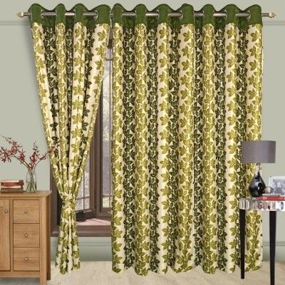 64% OFF on Cortina Polyester Green Floral Eyelet Curtain