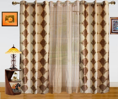 50% OFF on Dekor World Polyester Brown, Beige Printed Eyelet Curtain