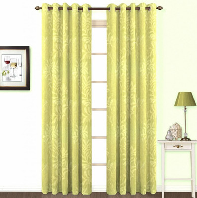 Skipper Cotton, Viscose Green Striped Eyelet Curtain