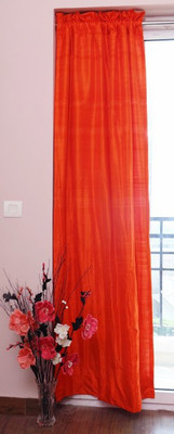 ZappyCart Silk Orange Solid Tab Top Curtain