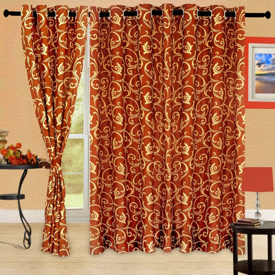 57% OFF on Cortina Polyester Orange Floral Eyelet Curtain 57% OFF on Cortina Polyester Orange Floral Eyelet Curtain