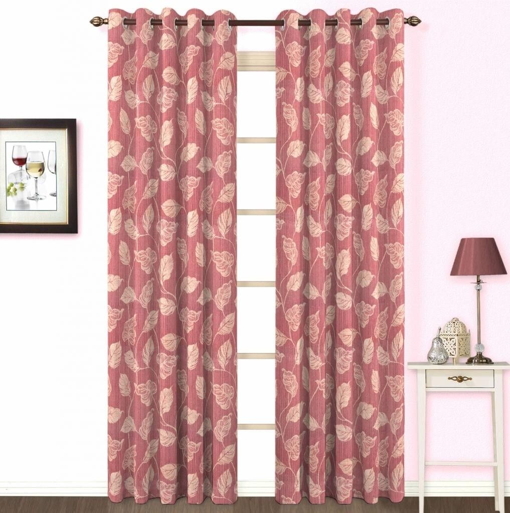 Skipper Cotton, Viscose Pink Abstract Eyelet Curtain