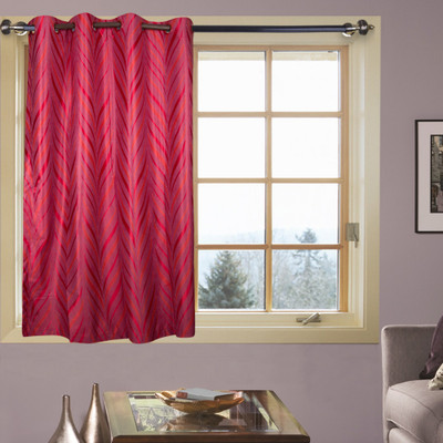 67% OFF on Kings Polycotton Maroon Floral Tab Top Curtain